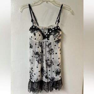 In Bloom Monochrome Floral and Dot Chemise